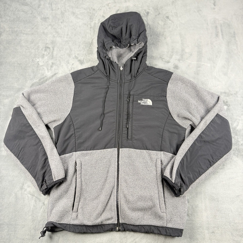 The North Face Women's M Gray Black Hooded Full Zip Fleece Jacket Outdoor